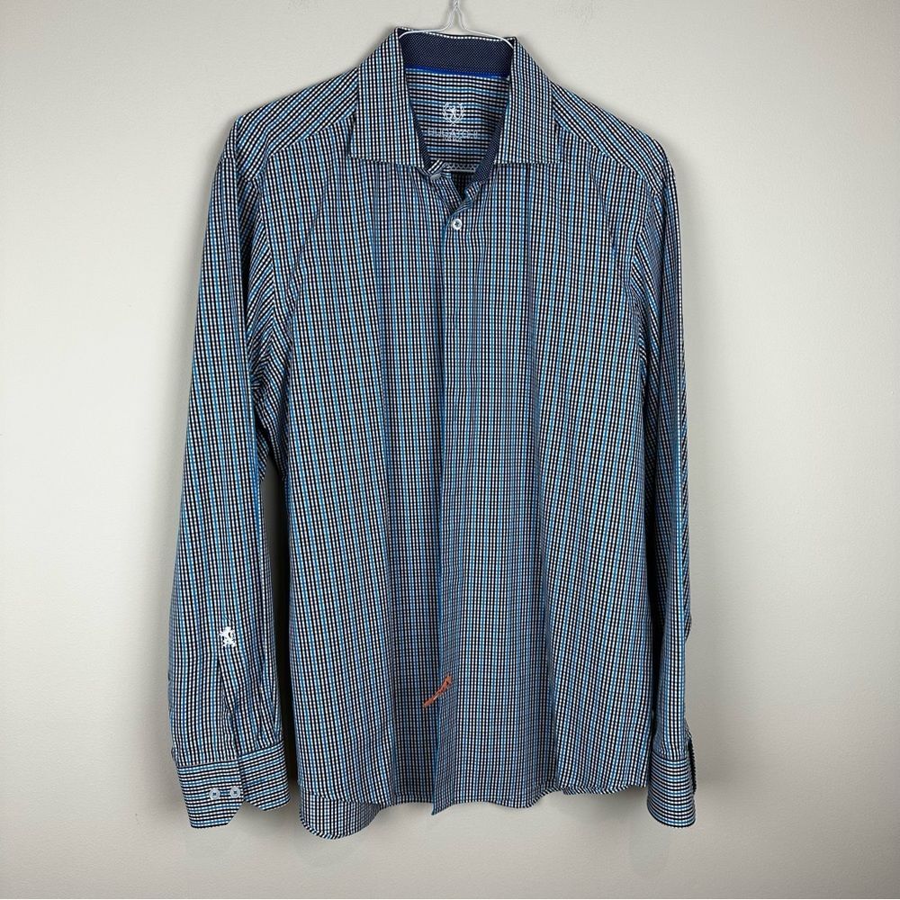 Bugatchi Long Sleeve Checkered Button Down Shirt … - image 1